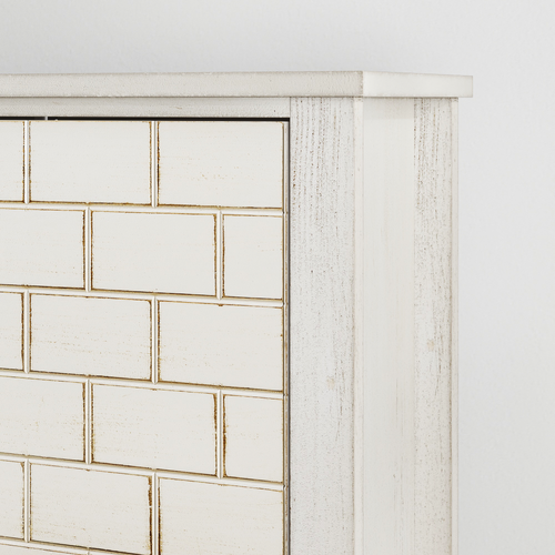 Meuble à Chaussures 80x24.1x97.4 Cm, Style Campagnard Vintage, 2 Portes à Bascule, Mdf, Blanc