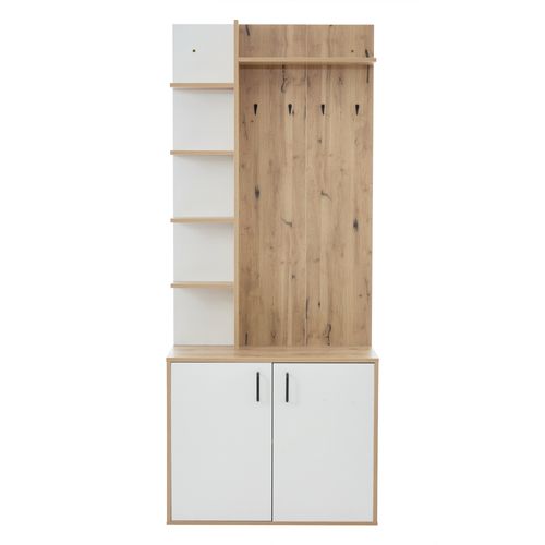 Vestiaire Moderne 75x33x180 Cm, Rangement Et Placard, Panneaux Particules, Bois, Blanc