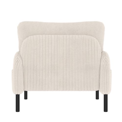 Ensemble Salon 3 Pièces, Canapé 2 Places, Pouf, Fauteuil, Poches Latérales, Velours Côtelé, Beige