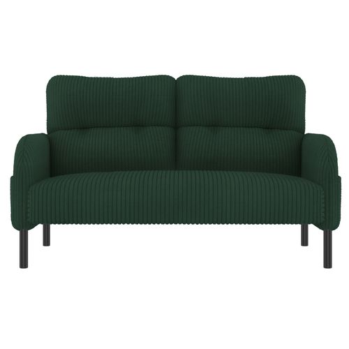 Salon Complet, Canapé 2 Places, Pouf, Fauteuil, Avec Poche Latérale, Velours Côtelé, Vert+noir