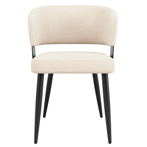 Lot De 2 Chaises 59x50x81.5 Cm, Dossier Ergonomique Courbé, Tissu Flanelle, Pieds Métal, Beige+noir