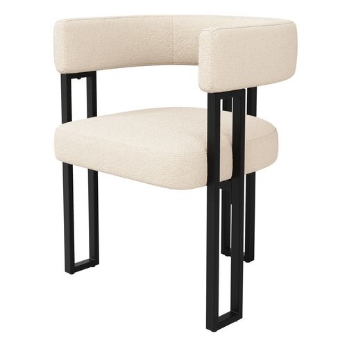 Lot De 2 Chaise 54x51.5x72 Cm, Dossier Incurvé Ergonomique, Assise 10cm, Flanelle, Métal, Beige+noir