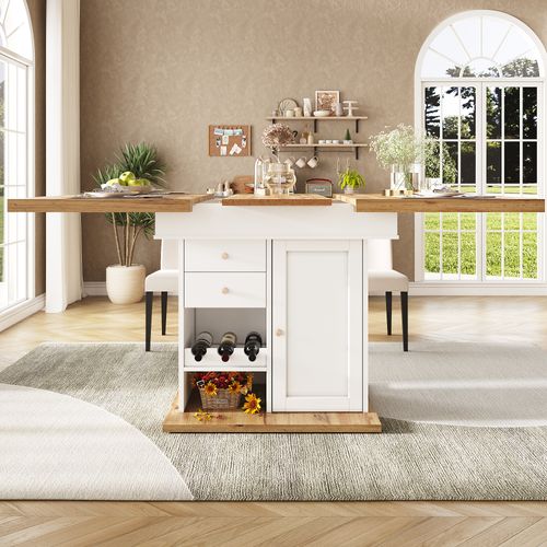 Table Extensible 110/140x80x75 Cm, Extension Bilatérale 3 Positions, Mdf, Métal, Pb, Blanc+bois