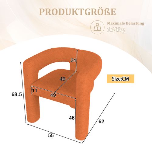 Fauteuil De Table,moderne,facile D'entretien,tissu Teddy,orange