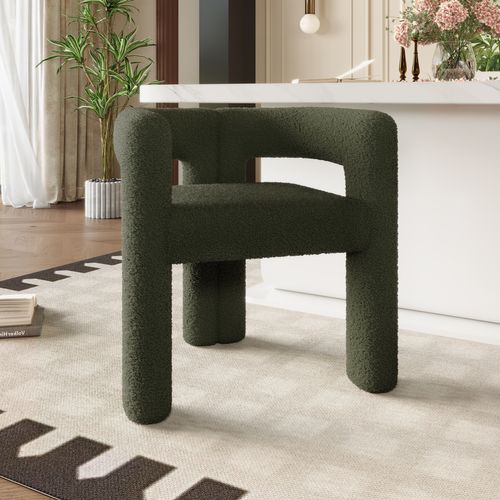 Fauteuil De Table,moderne,facile D'entretien,tissu Teddy,vert