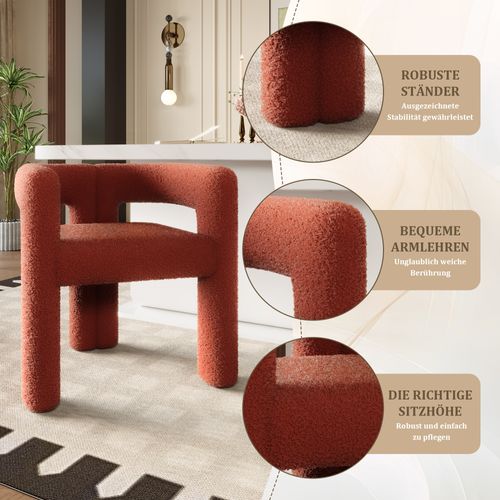 Fauteuil De Table,moderne,facile D'entretien,tissu Teddy,rouge