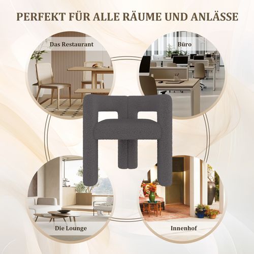 Fauteuil De Table,moderne,facile D'entretien,tissu Teddy,gris