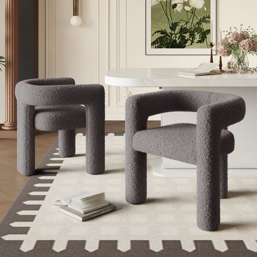 Fauteuil De Table,moderne,facile D'entretien,tissu Teddy,gris