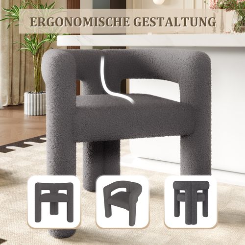 Fauteuil De Table,moderne,facile D'entretien,tissu Teddy,gris