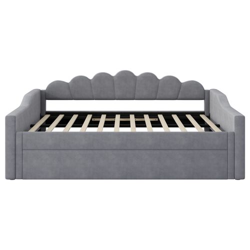 Lit Gigogne 140x200+90x190 Cm, 2 En 1, LED 7 Couleurs, Mdf Et Contreplaqué, Gris