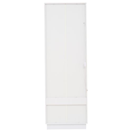 Vitrine 60x40x180 Cm, Porte Acrylique, LED Pilotable Via Appli, Panneau Particules, Design, Blanc