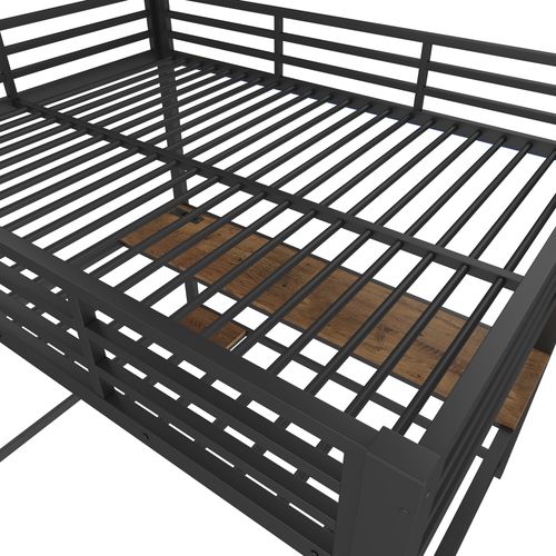 Lit Mezzanine 140x200 Cm Avec LED, Bureau Adapté à Un Ordinateur, Prise Électrique Et USB, Blanc