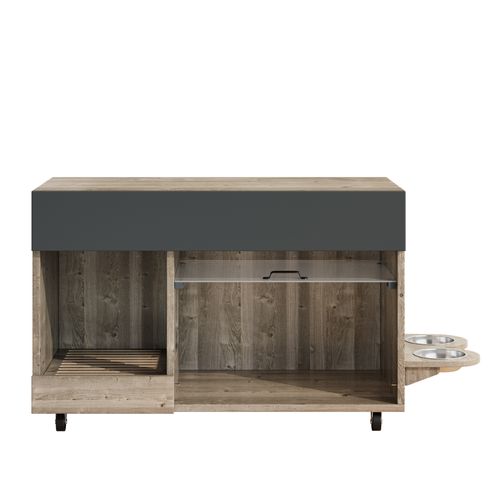 Bac à Litière 100x45,5x67 Cm, Rangement Multifonction, Bac Anti Sable, Mdf, Couleur Bois+noir