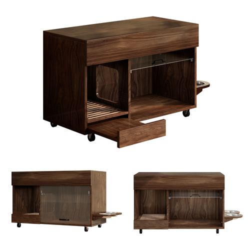 Meuble à Litière Chat 100x45,5x67 Cm, 1 Porte Acrylique Relevable, Mdf, Couleur Brun