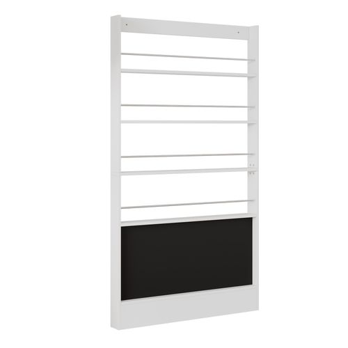 Étagère Murale Livres 100x10x180 Cm, Ultra Plate Avec Tableau Noir, Étagères, Mdf Et Métal, Blanc