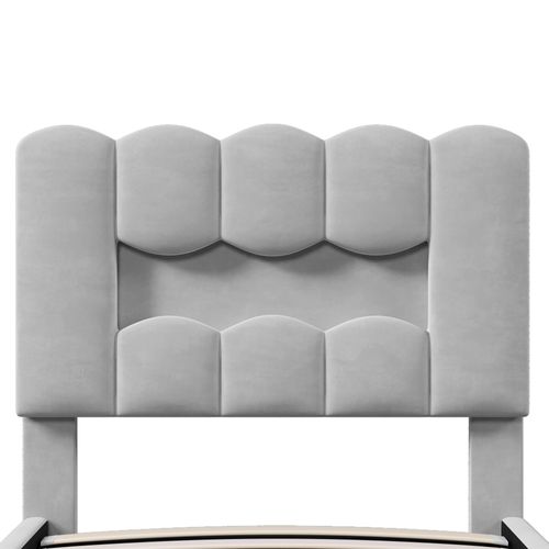 Lit Coffre Lit Simple 90x200 Cm Avec Tête De Lit Réglable à Éclairage LED, Velours Gris