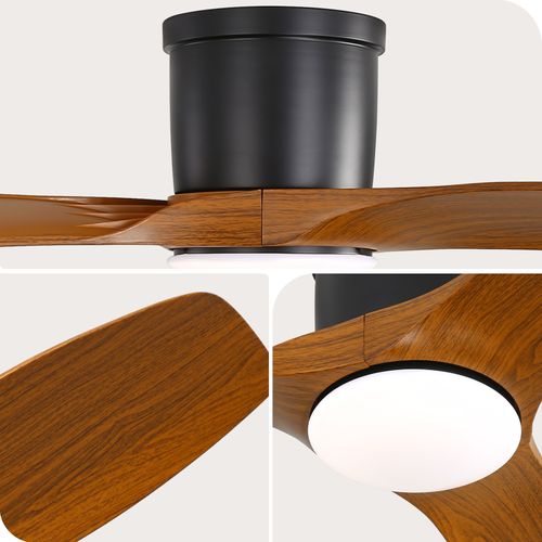 Ventilateur En Abs 132x22.86 Cm Couleur Noir Et Marron Avec LED，6 Vitesses De Ventilation Réglables