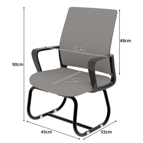 Fauteuil De Bureau 45x55x90 Cm, Dossier Mesh, Accoudoirs, Tissu Et Métal, Gris Et Noir