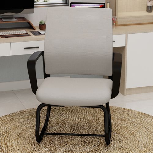 Fauteuil De Bureau 45x55x90 Cm, Dossier Mesh, Accoudoirs, Tissu Et Métal, Gris Et Noir