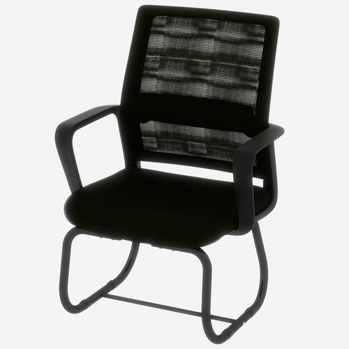 Fauteuil De Bureau 45x55x90 Cm, Dossier En Maille Respirante, Structure Métal Et Bois, Tissu Noir