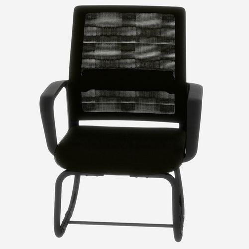 Fauteuil De Bureau 45x55x90 Cm, Dossier En Maille Respirante, Structure Métal Et Bois, Tissu Noir