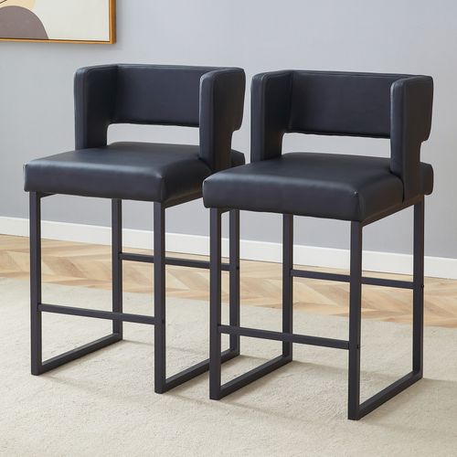 Lot De 2  Tabouret De Bar 53x48x91 Cm, Chaise Haute, Pieds En Métal Noir, Pu