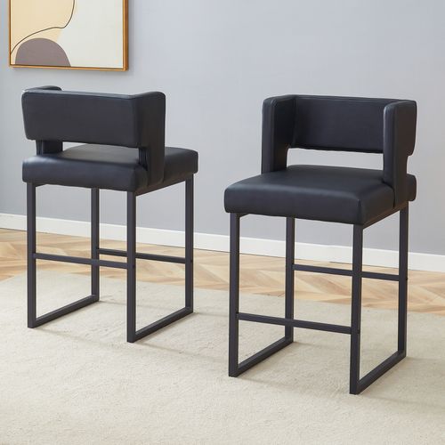 Lot De 2  Tabouret De Bar 53x48x91 Cm, Chaise Haute, Pieds En Métal Noir, Pu