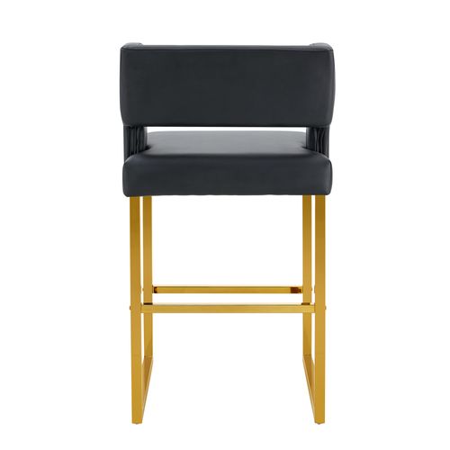 Lot De 2  Tabouret De Bar 53x48x91 Cm, Chaise Haute, Pieds En Métal Doré, Pu