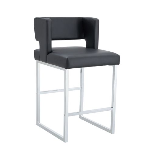 Lot De 2  Tabouret De Bar 53x48x91 Cm, Chaise Haute, Pieds En Métal Argenté, Pu