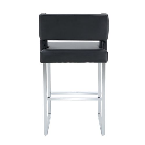 Lot De 2  Tabouret De Bar 53x48x91 Cm, Chaise Haute, Pieds En Métal Argenté, Pu