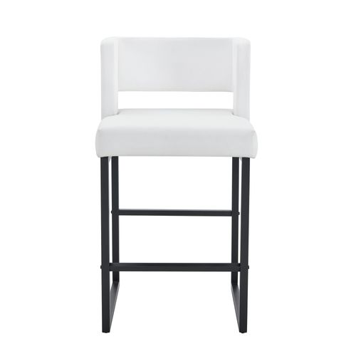 Lot De 2  Tabouret De Bar 53x48x91 Cm, Chaise Haute, Pieds En Métal Noir, Pu Blanc