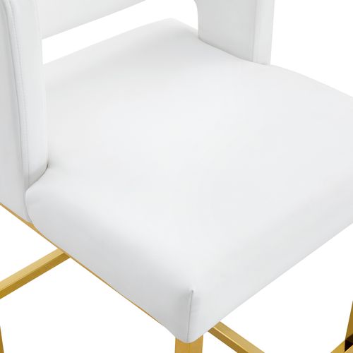 Lot De 2  Tabouret De Bar 53x48x91 Cm, Chaise Haute, Pieds En Métal Doré, Pu Blanc