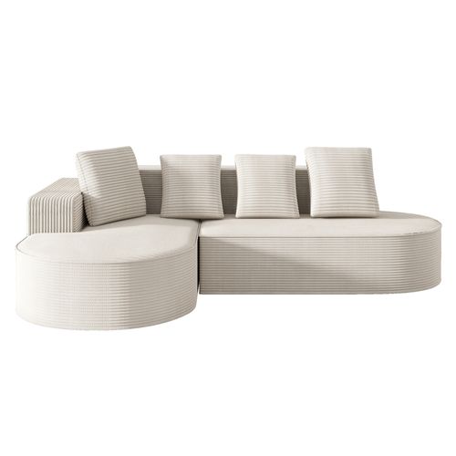 Canapé D'angle 265x165x67 Cm, Profondeur D'assise 69,5 Cm, Sans Montage, Velours Côtelé, Blanc