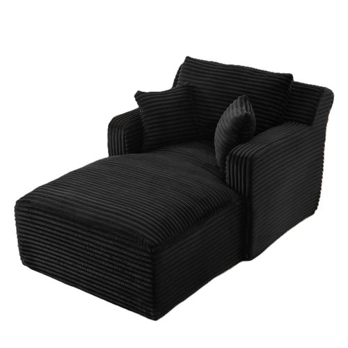 Fauteuil 166x100x82 Cm, Sans Montage, Gain De Place Et Design Élégant, Velours Côtelé, Noir