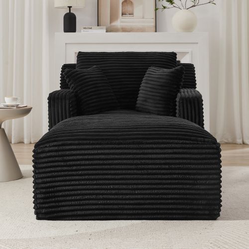 Fauteuil 166x100x82 Cm, Sans Montage, Gain De Place Et Design Élégant, Velours Côtelé, Noir