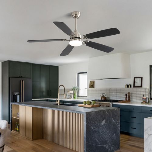 Ventilateur En Mdf 132x132x49 Cm Argenté Et Marron Avec LED, Système De Commande à Distance