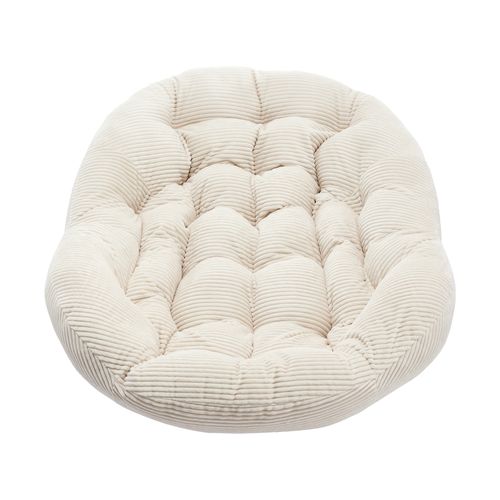 Fauteuil à Bascule En Rotin 111x94.5x80 Cm, Siège Surdimensionné, Cadre En Acier, Couleur Blanche