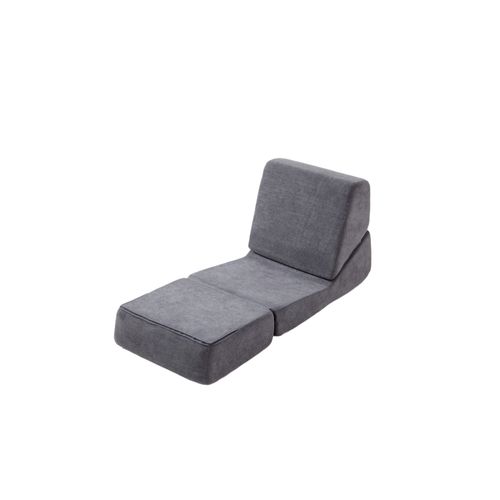 Fauteuil Modulable 3 Positions 90.7x81x71 Cm, Sans Structure, Flanelle, Mousse, Couleur Gris