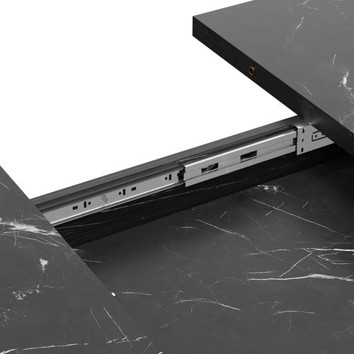 Table Extensible 110-140x80x75cm Avec Compartiments De Rangement, Style Minimaliste, Mdf, Noir