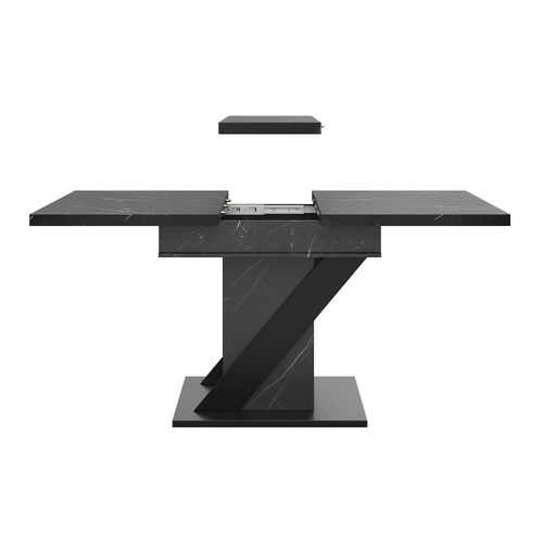 Table Extensible 110-140x80x75cm Avec Compartiments De Rangement, Style Minimaliste, Mdf, Noir
