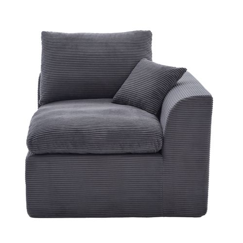 Fauteuil 102.5x101x 84 Cm, Assise Confortable, Tissu Velours Côtelé, Mousse, Gris Foncé