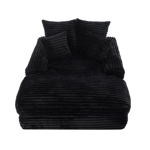 Canapé 175x137x63 Cm, Sans Assemblage, Design Ergonomique, Velours Côtelé Et Mousse, Noir