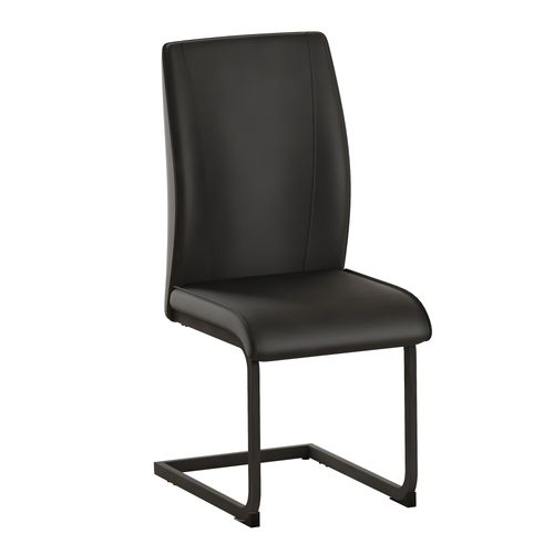 Lot De 2 Chaises En Pu Noir Avec Pieds Métal, Dossier Ergonomique Et Assise Rembourrée Confortable