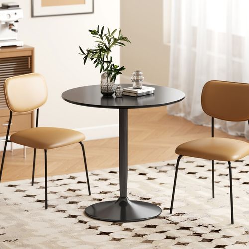 Table Ronde Haute Moderne à Manger80 X 80 X 75 Cm En Mdf Couleur Noir