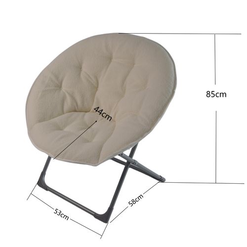 Fauteuil Lune Pliant 58x53x85 Cm, Assise Moelleuse En Laine De Mouton, Métal, Beige+noir