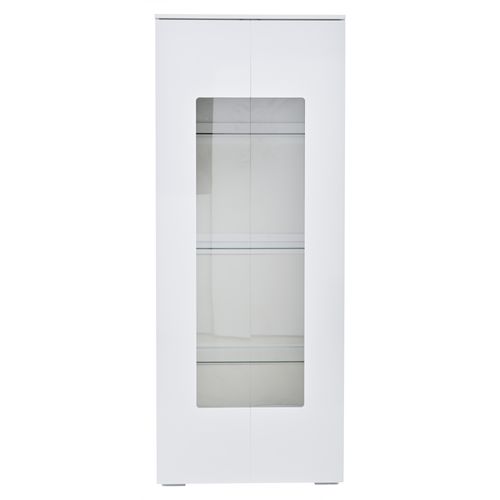 Buffet Haut 70x40x173 Cm, 2 Portes Acryliques Avec LED Pilotable Par Application, Mdf, Blanc