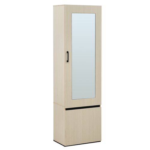 Armoire D'entrée 54x34.5x179.5 Cm, Miroir Pleine Longueur, Tringle Extractible, Mdf, Couleur Bois