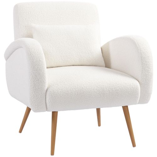 Fauteuil 77x77x83 Cm Confort Mousse Haute Élasticité Structure Métal Couleur Blanc