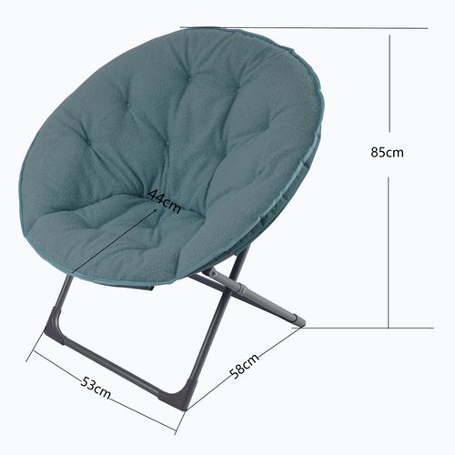 Fauteuil Lune Pliant 58x53x85 Cm, Assise En Laine De Mouton, Structure Métal Robuste, Bleu+noir