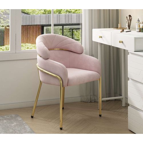Chaise De Salle à Manger Simple 57x55x79 Cm, Style Design, Style Moderne, Métal Et Velours, Rose